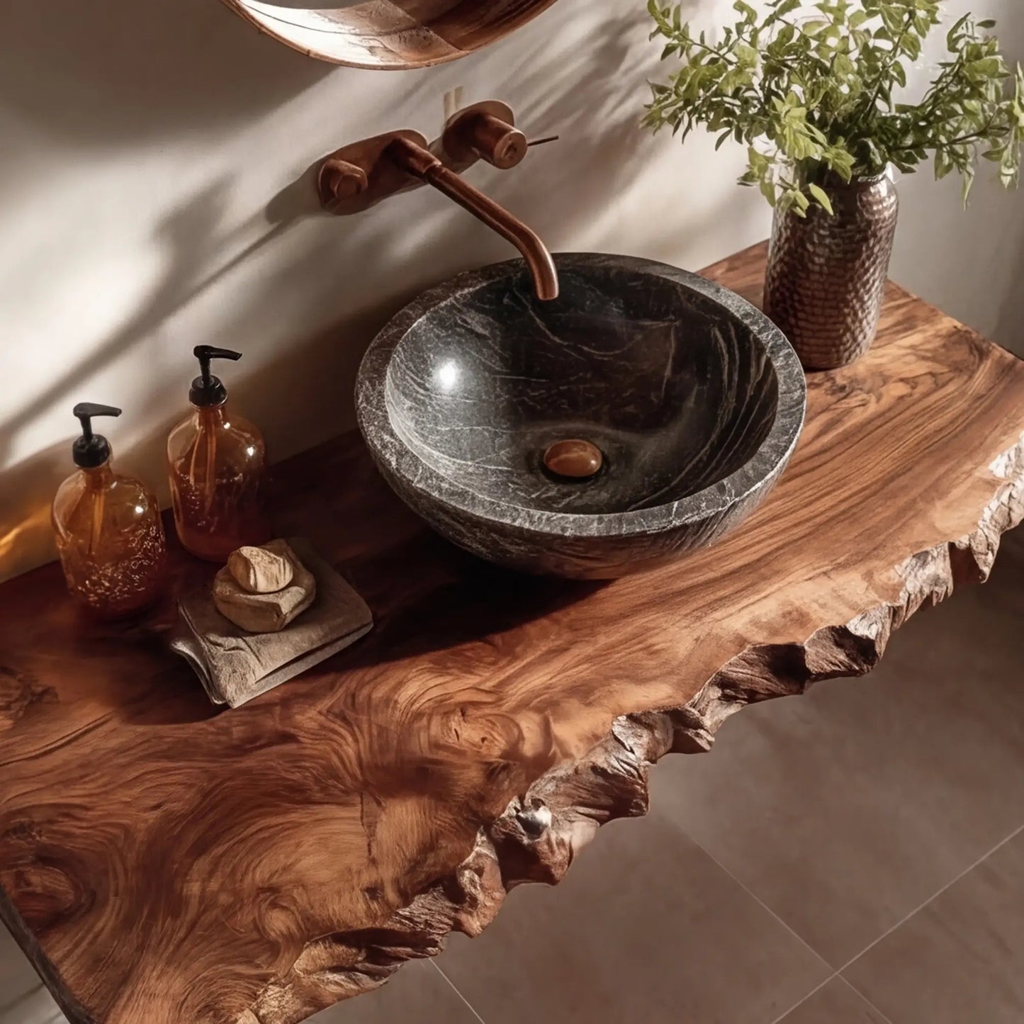 Kelvion Live Edge Solid Wood Floating Bathroom Vanity SPA514203 Kitchnce