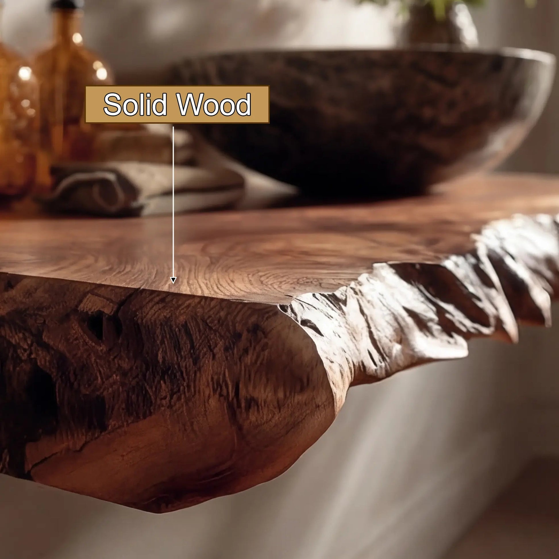 Kelvion Live Edge Solid Wood Floating Bathroom Vanity SPA514203 Kitchnce