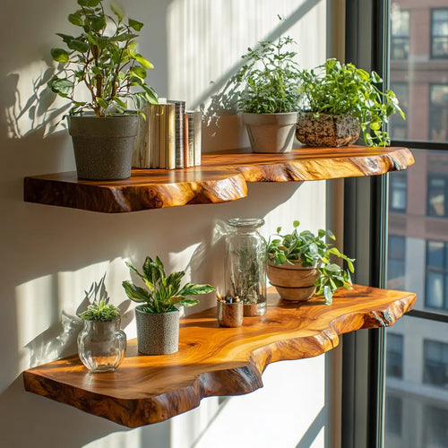 Kelvion Live Edge Solid Wood Floating Shelf SPA101010 Kitchnce