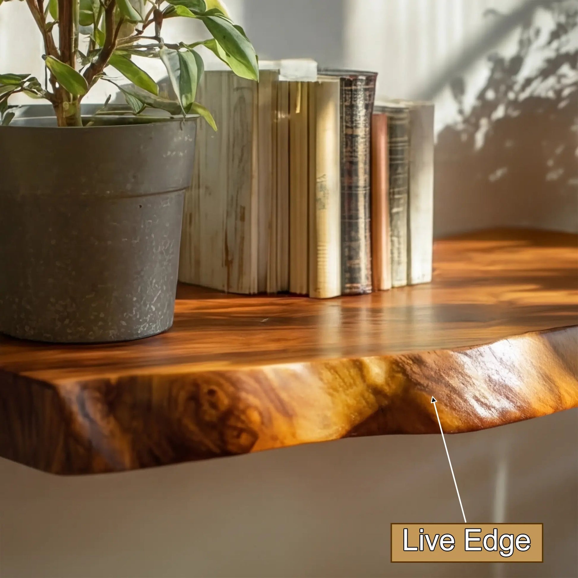 Kelvion Live Edge Solid Wood Floating Shelf SPA101010 Kitchnce
