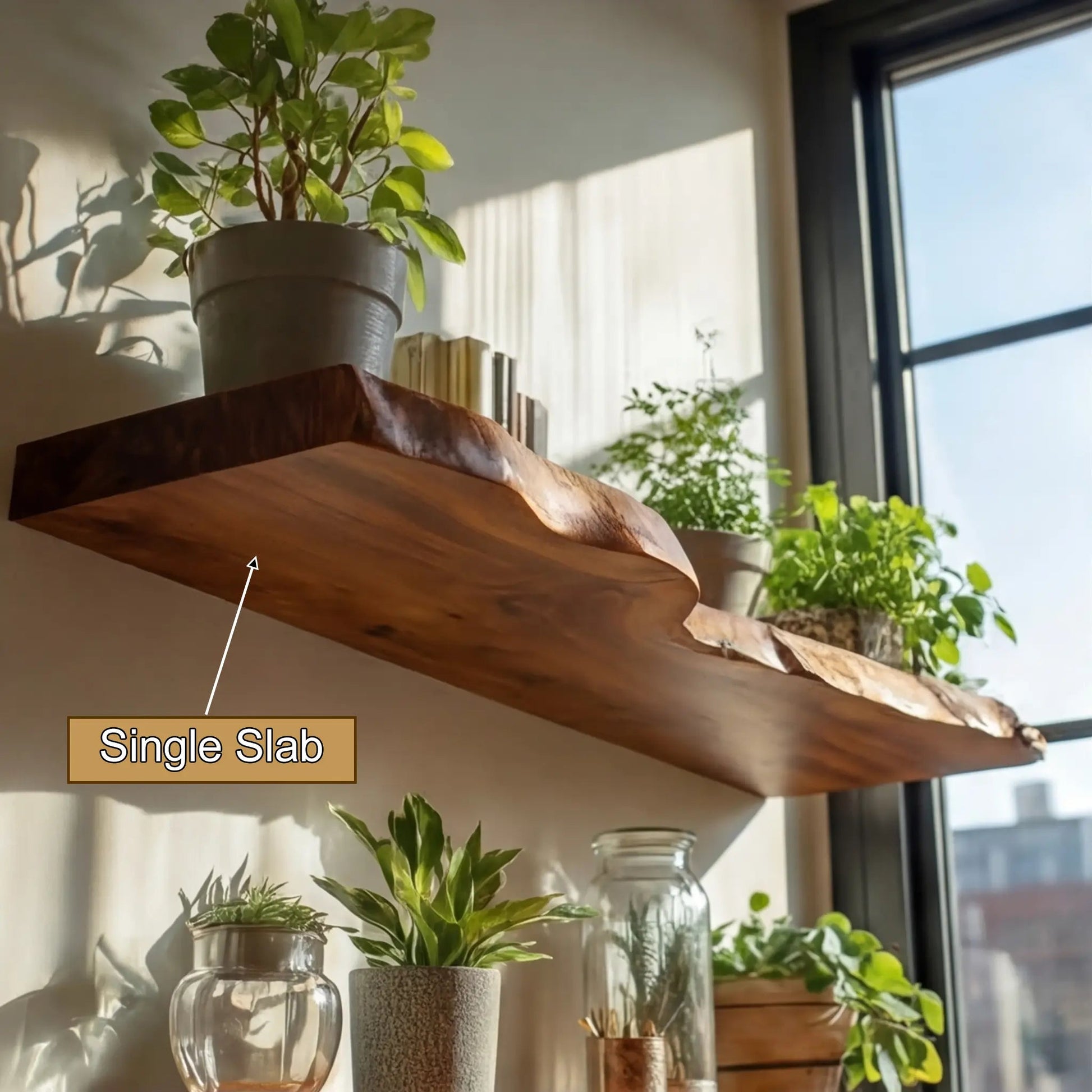Kelvion Live Edge Solid Wood Floating Shelf SPA101010 Kitchnce