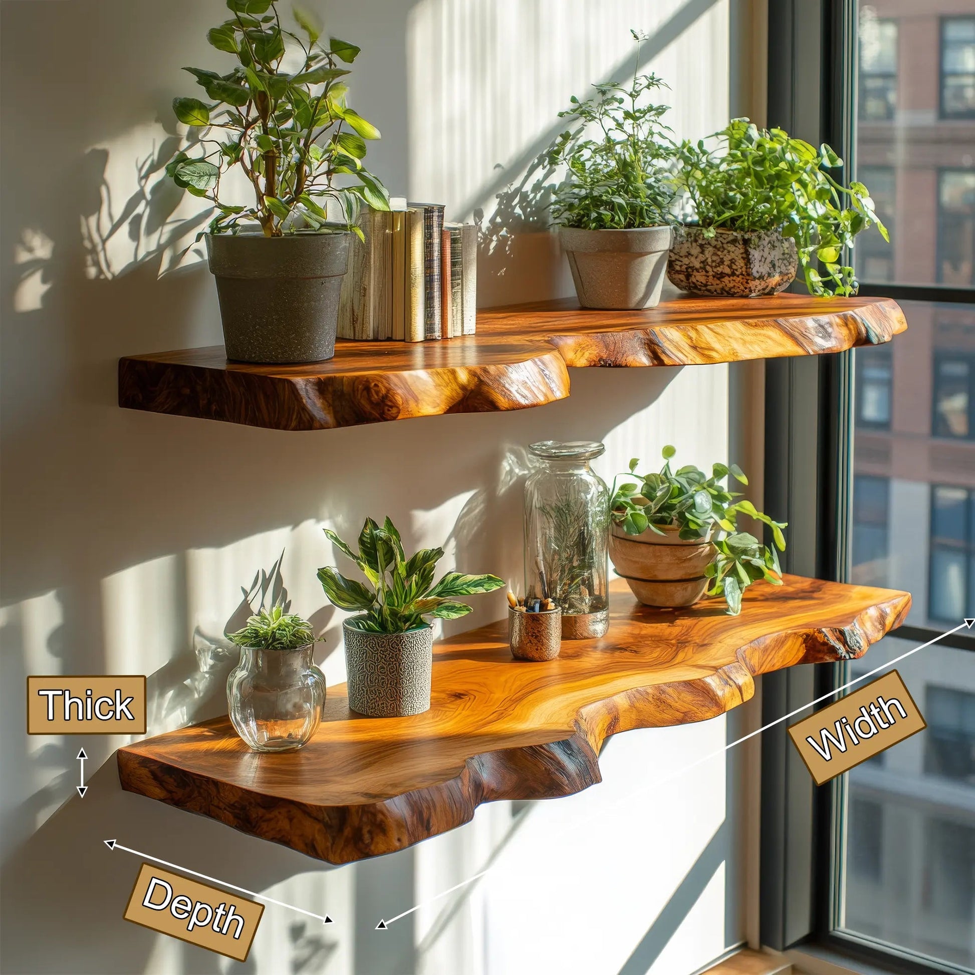 Kelvion Live Edge Solid Wood Floating Shelf SPA101010 Kitchnce