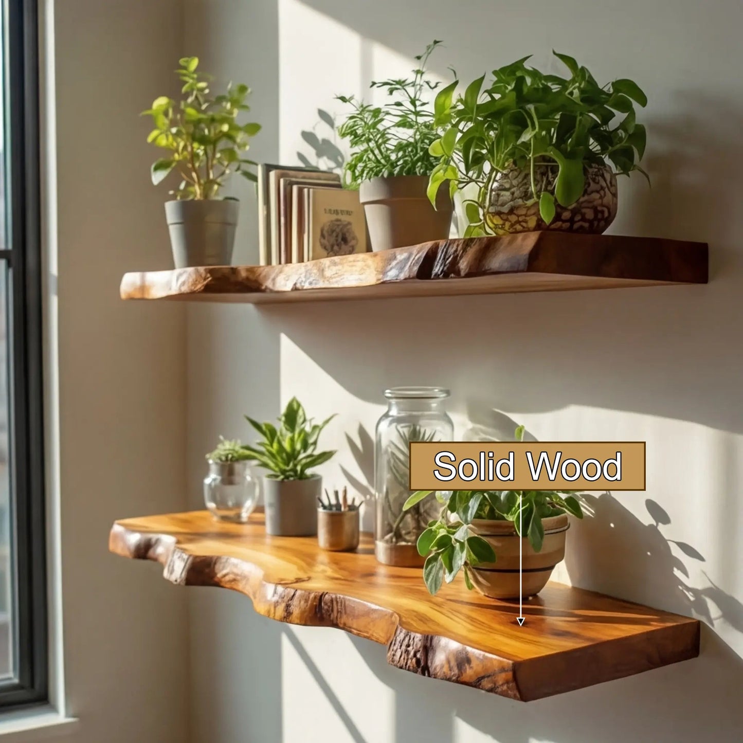 Kelvion Live Edge Solid Wood Floating Shelf SPA101010 Kitchnce
