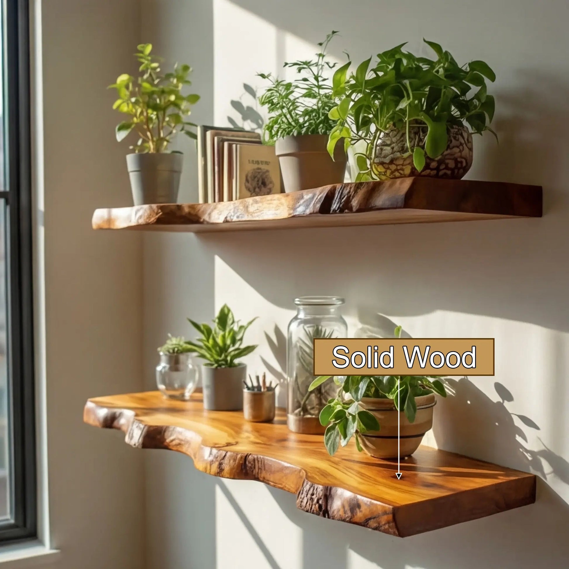 Kelvion Live Edge Solid Wood Floating Shelf SPA101010 Kitchnce