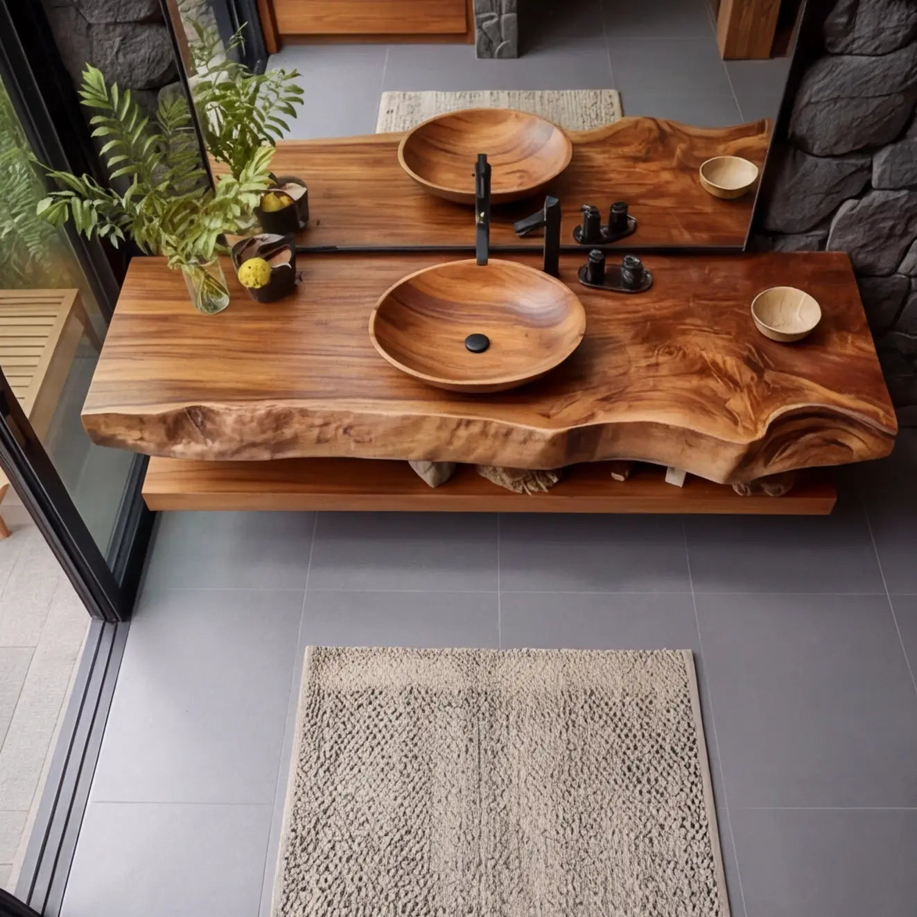 Korvane Live Edge Solid Wood Floating Bathroom Vanity Kitchnce
