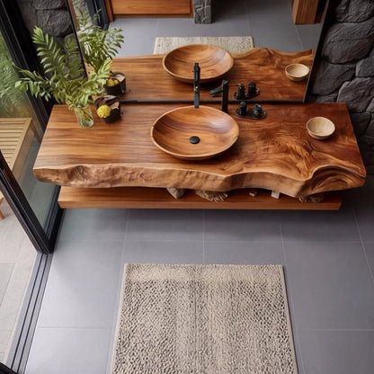 Korvane Live Edge Solid Wood Floating Bathroom Vanity Kitchnce