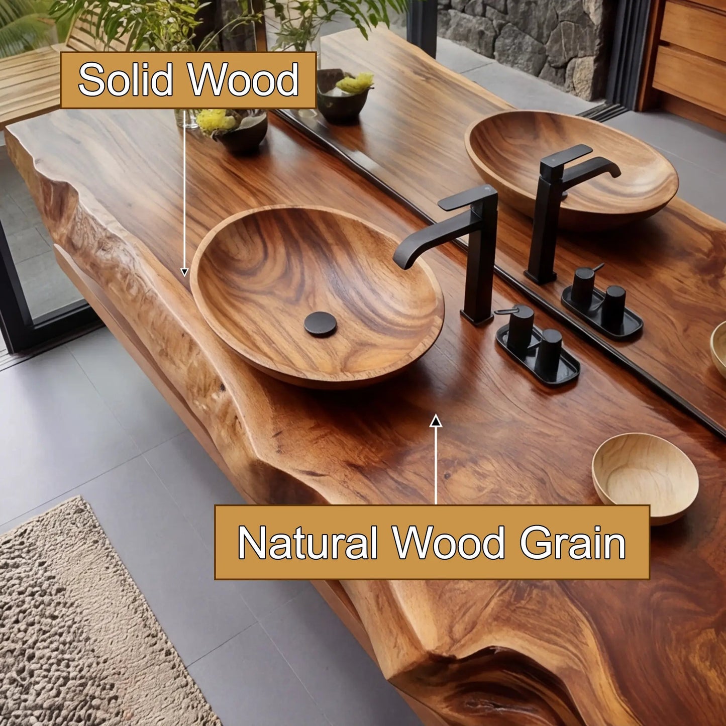 Korvane Live Edge Solid Wood Floating Bathroom Vanity Kitchnce
