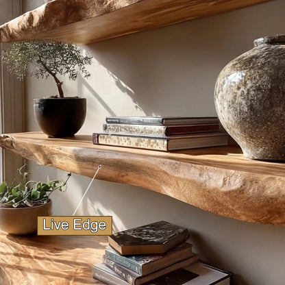 Korvyn Live Edge Solid Wood Floating Shelf SPA209520 Kitchnce