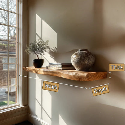 Korvyn Live Edge Solid Wood Floating Shelf SPA209520 Kitchnce