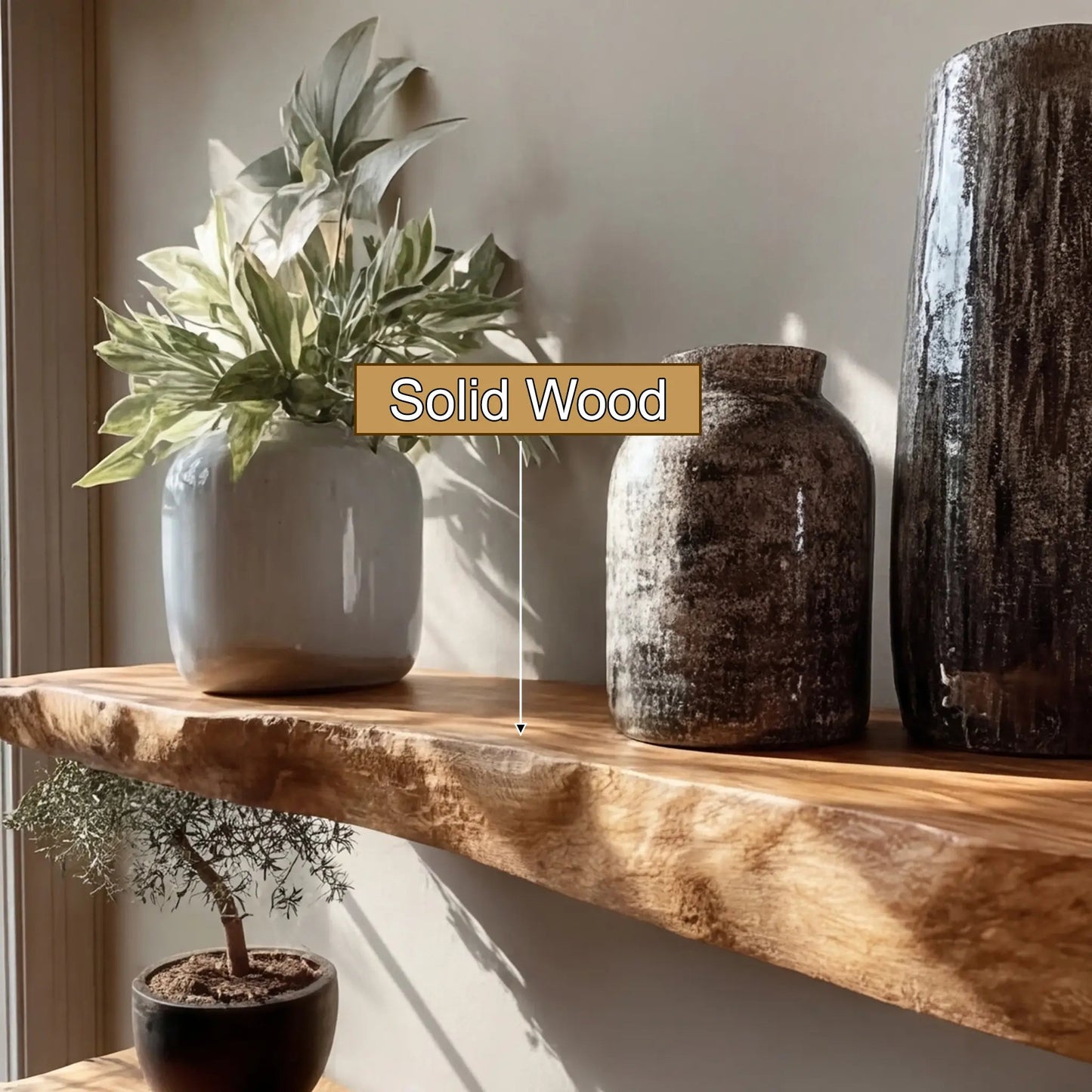 Korvyn Live Edge Solid Wood Floating Shelf SPA209520 Kitchnce