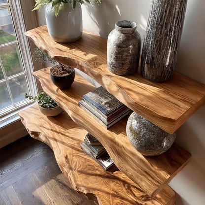 Korvyn Live Edge Solid Wood Floating Shelf SPA209520 Kitchnce
