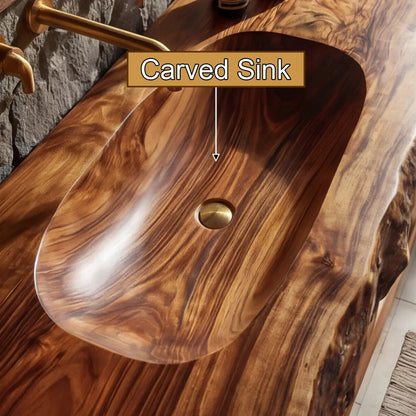 Larevyn Live Edge Solid Wood Floating Bathroom Vanity with Integrated Sink SPA364436 Kitchnce