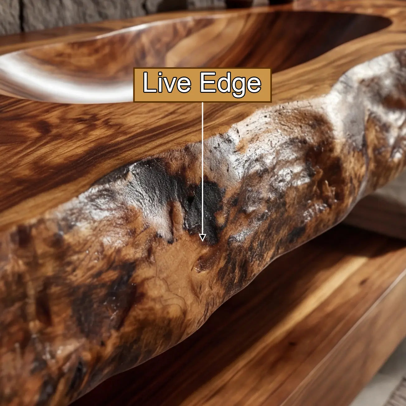 Larevyn Live Edge Solid Wood Floating Bathroom Vanity with Integrated Sink SPA364436 Kitchnce