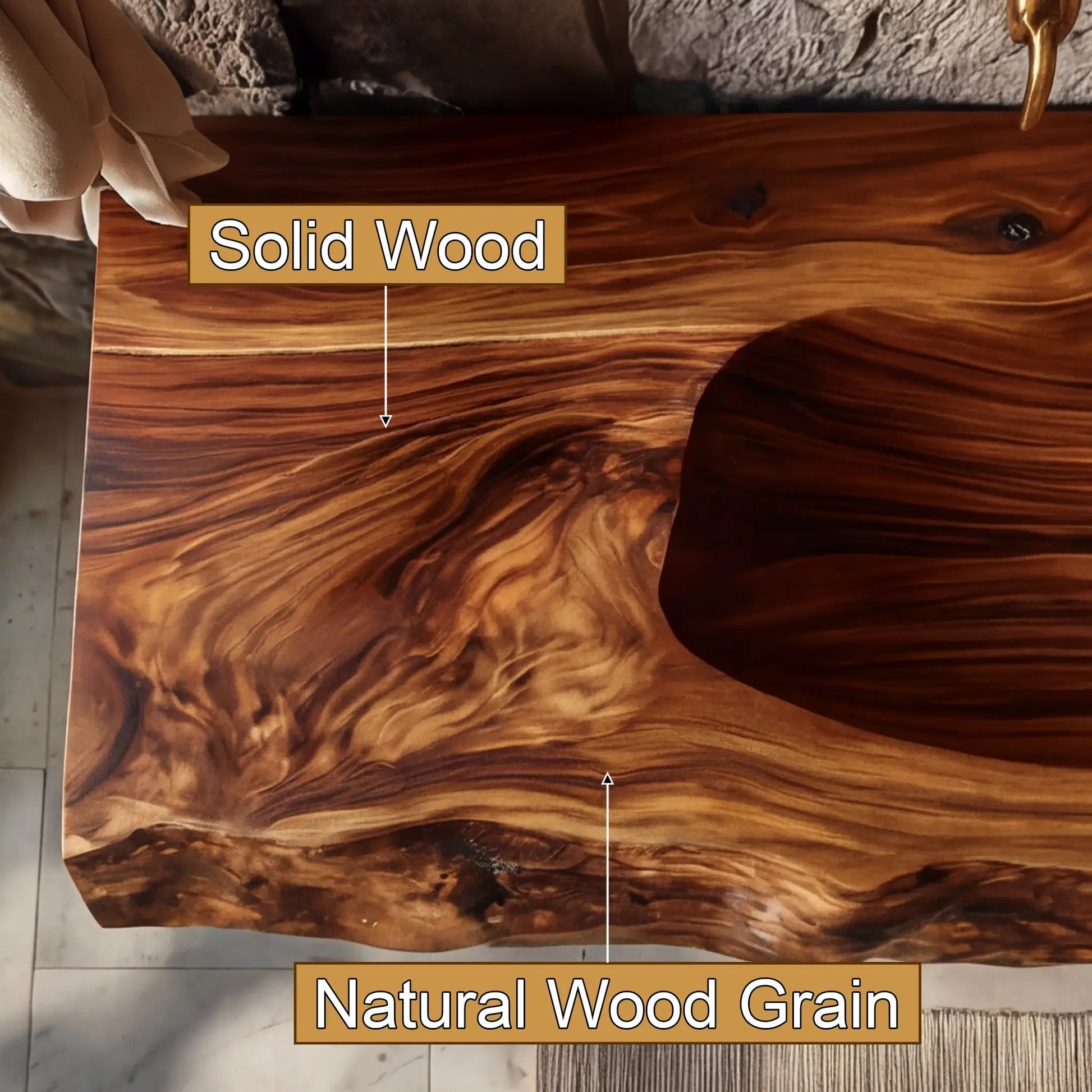 Larevyn Live Edge Solid Wood Floating Bathroom Vanity with Integrated Sink SPA364436 Kitchnce