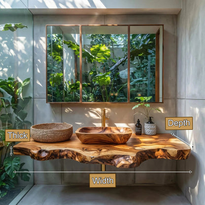 Lioren Live Edge Solid Wood Floating Bathroom Vanity SPA318184 Kitchnce
