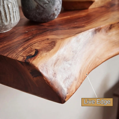 Live Edge Rustic Solid Wood Floating Shelf Kitchnce