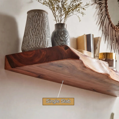 Live Edge Rustic Solid Wood Floating Shelf Kitchnce