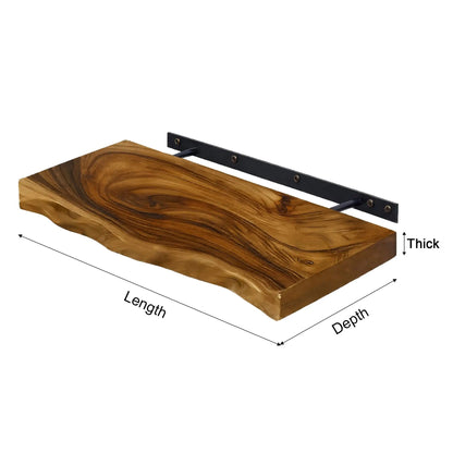 Live Edge Rustic Solid Wood Floating Shelf Kitchnce