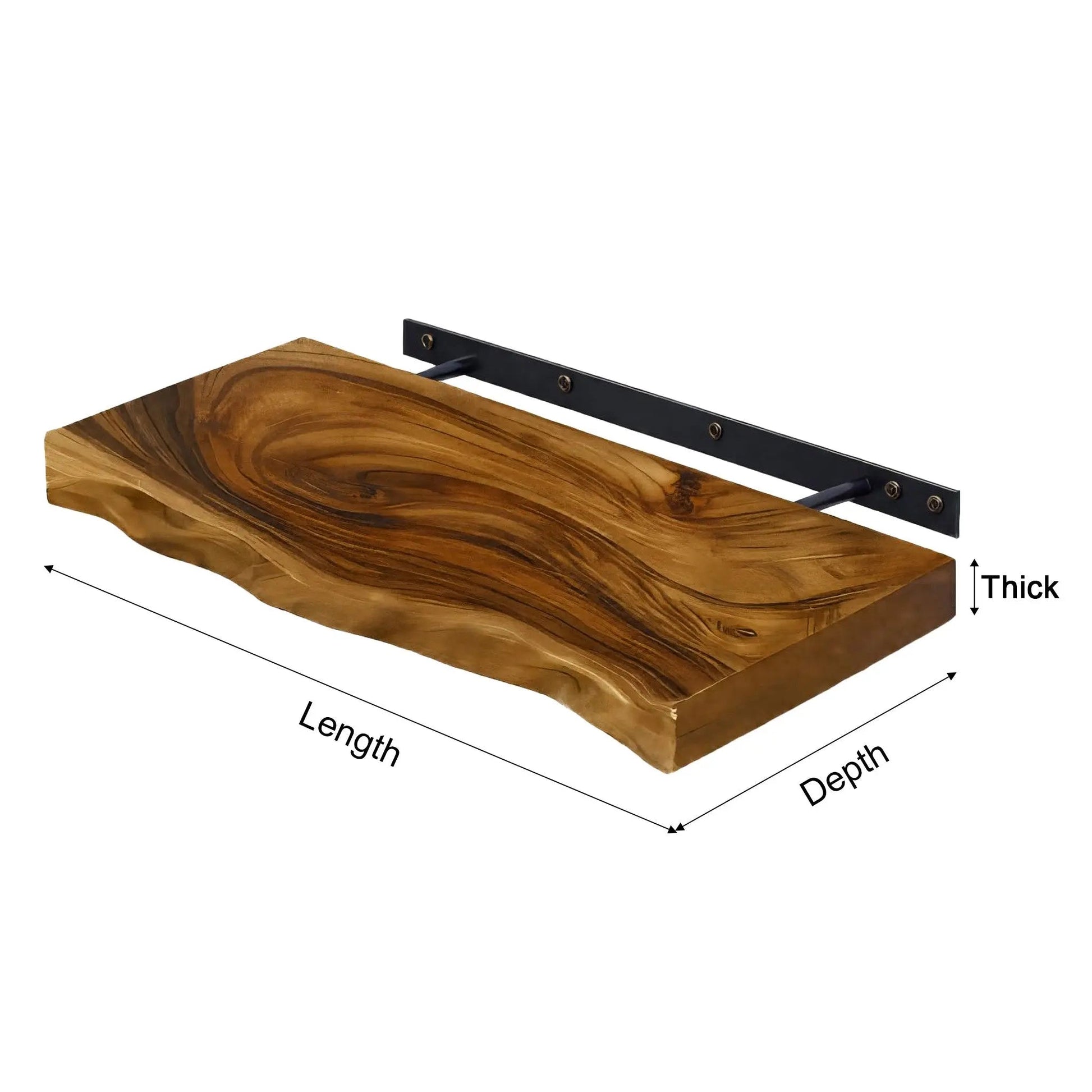 Driftedge Live Edge Solid Wood Floating Shelf Kitchnce