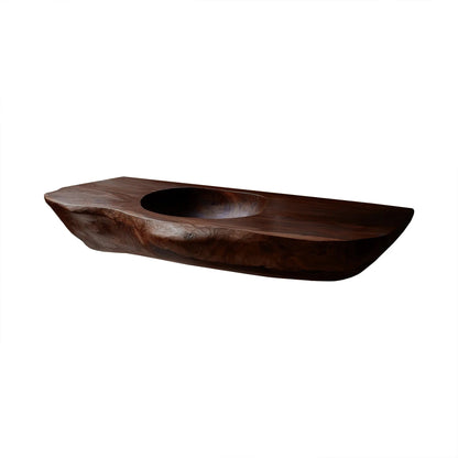 Lorvane Sculpted Live Edge Solid Wood Floating Bathroom Vanity with Integrated Sink Kitchnce