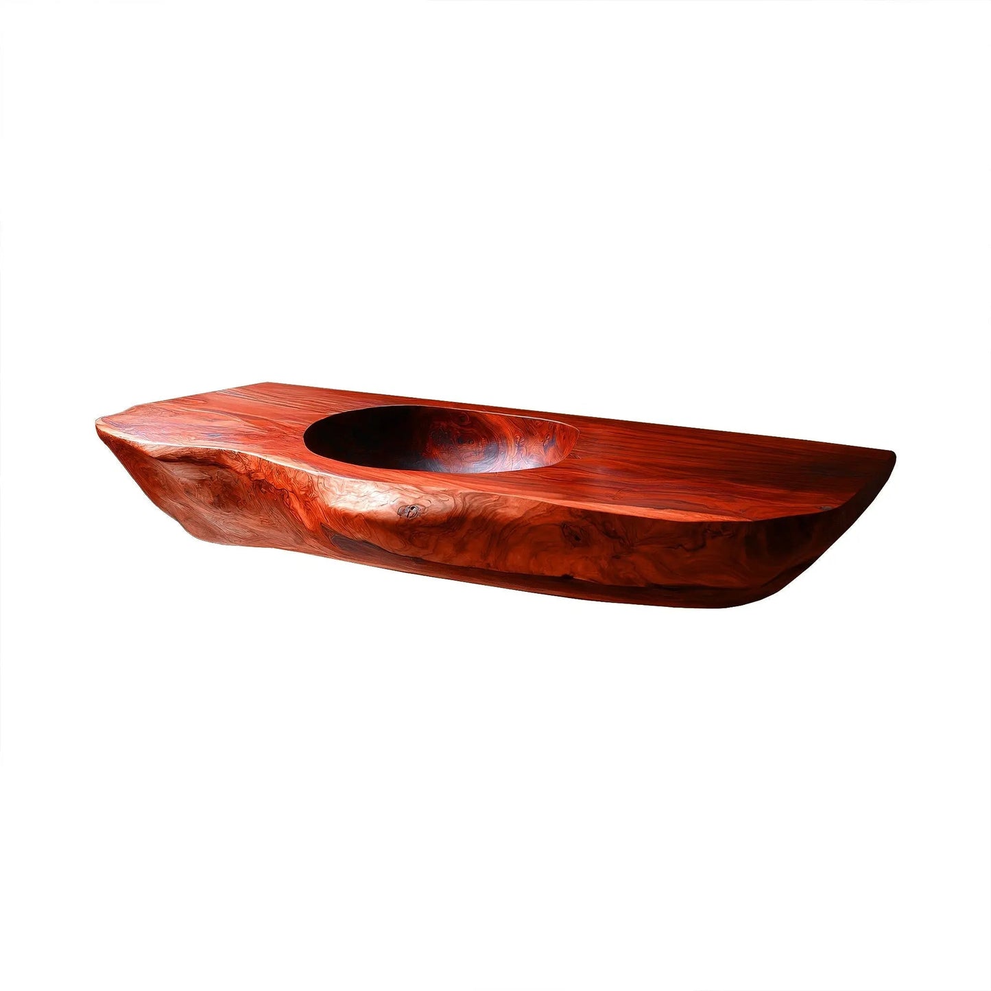 Lorvane Sculpted Live Edge Solid Wood Floating Bathroom Vanity with Integrated Sink Kitchnce