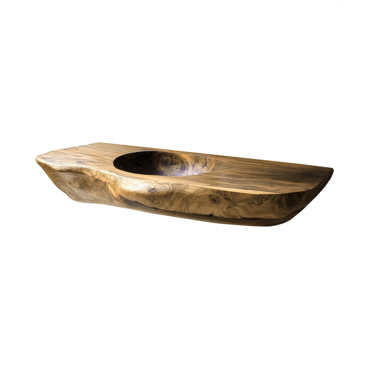 Lorvane Sculpted Live Edge Solid Wood Floating Bathroom Vanity with Integrated Sink Kitchnce
