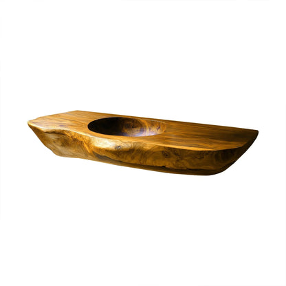 Lorvane Sculpted Live Edge Solid Wood Floating Bathroom Vanity with Integrated Sink Kitchnce
