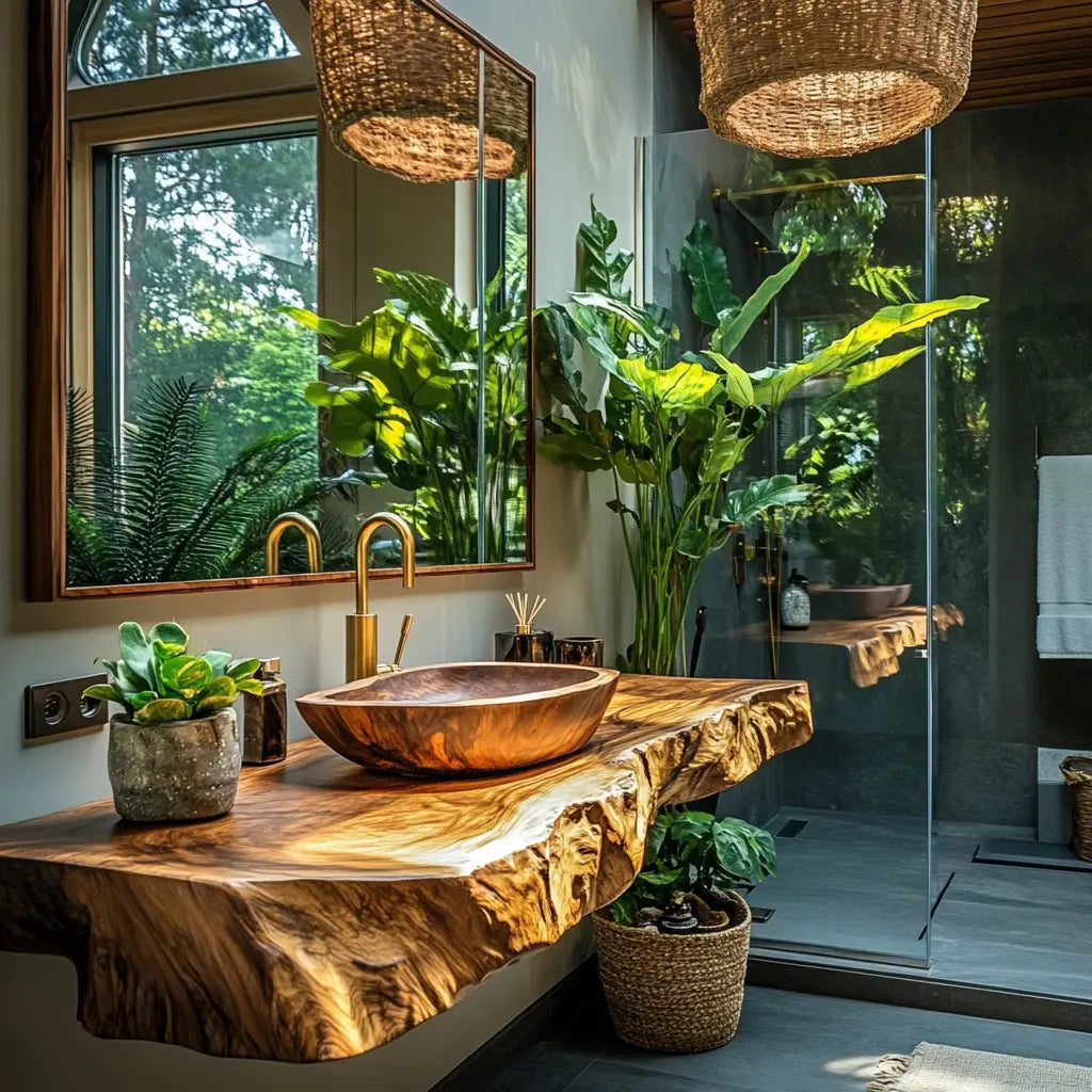 Lunara Live Edge Solid Wood Floating Bathroom Vanity Kitchnce