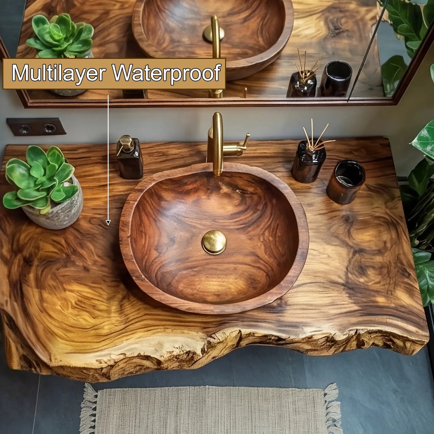 Lunara Live Edge Solid Wood Floating Bathroom Vanity Kitchnce