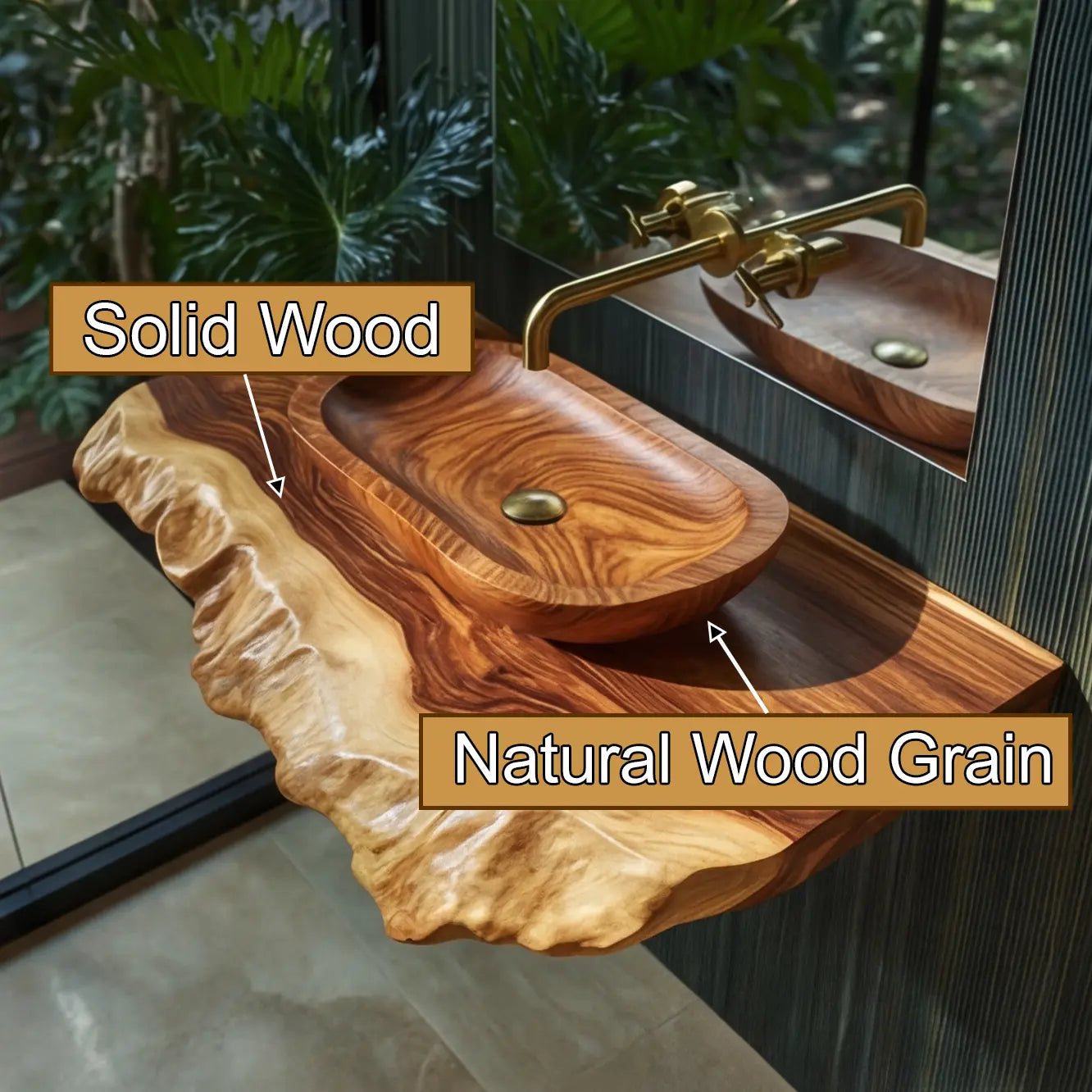 Lunvera Live Edge Solid Wood Floating Bathroom Vanity SPA346945 Kitchnce