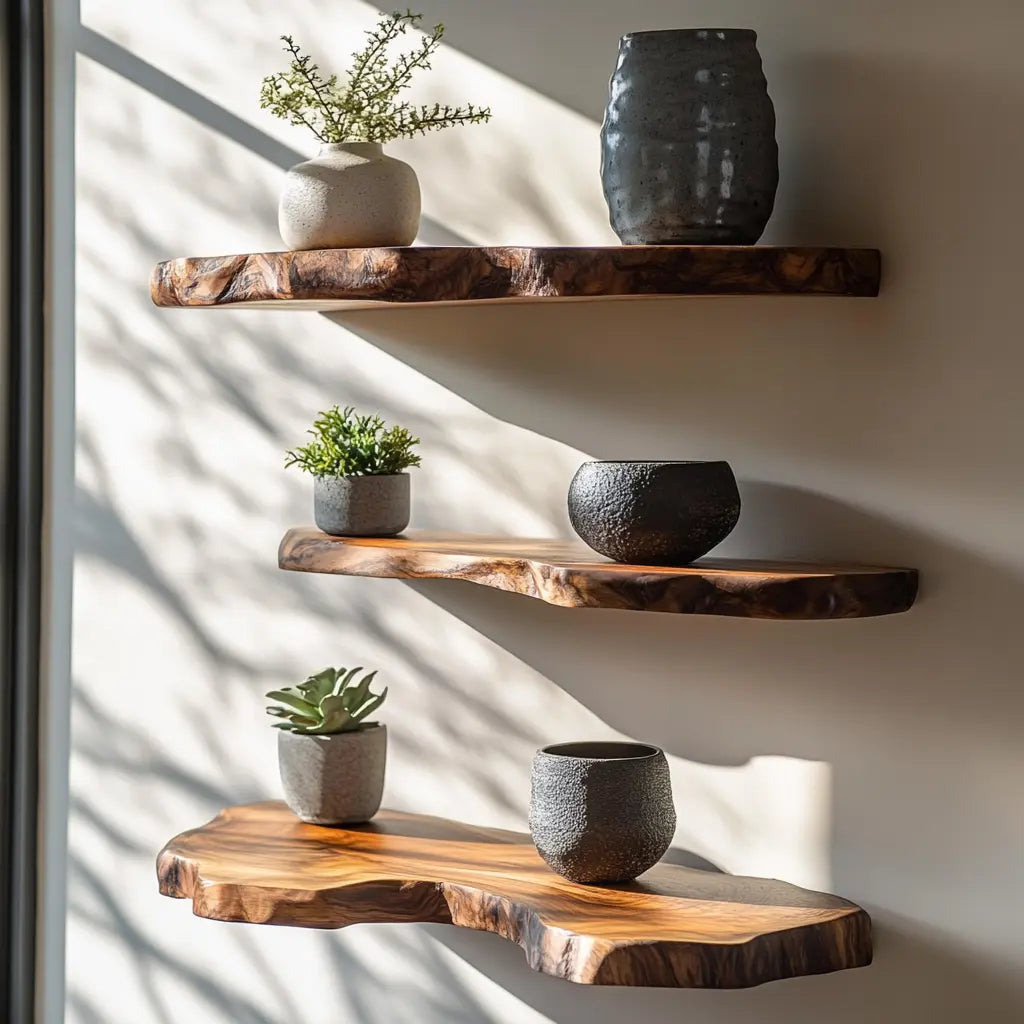 Lunvera Live Edge Solid Wood Floating Shelf SPA194295 Kitchnce