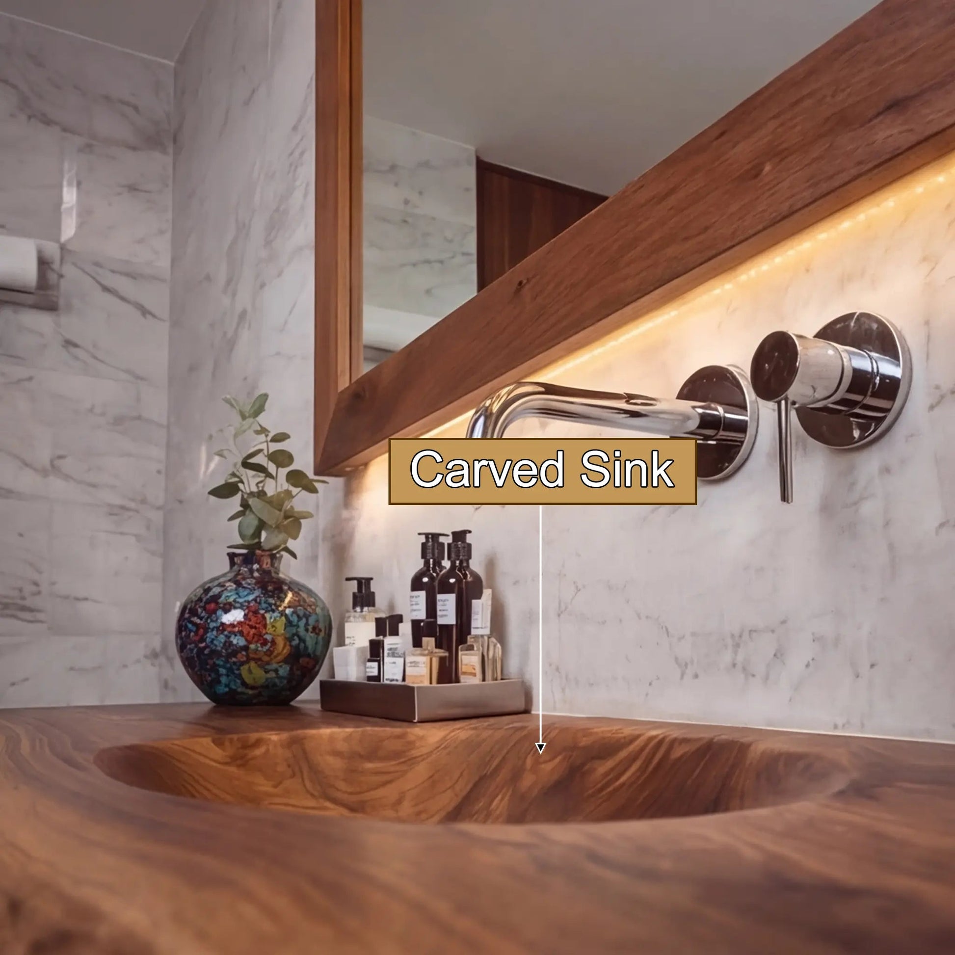 Luvorin Live Edge Solid Wood Floating Bathroom Vanity with Integrated Sink SPA653297 Kitchnce