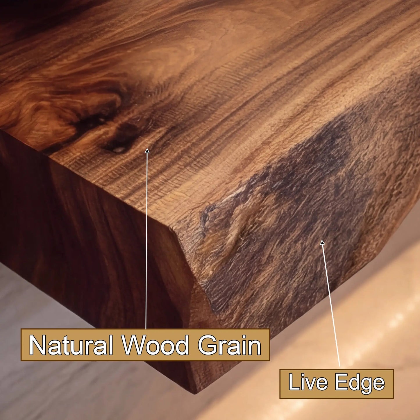 Luvorin Live Edge Solid Wood Floating Bathroom Vanity with Integrated Sink SPA653297 Kitchnce