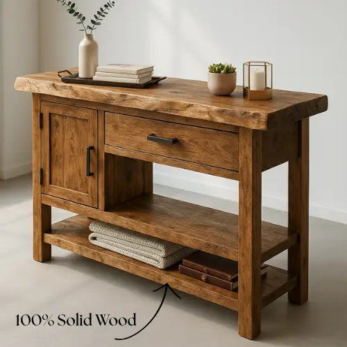 Handcrafted Solid Wood Console Table – Modern Rustic Functionality Kitchnce