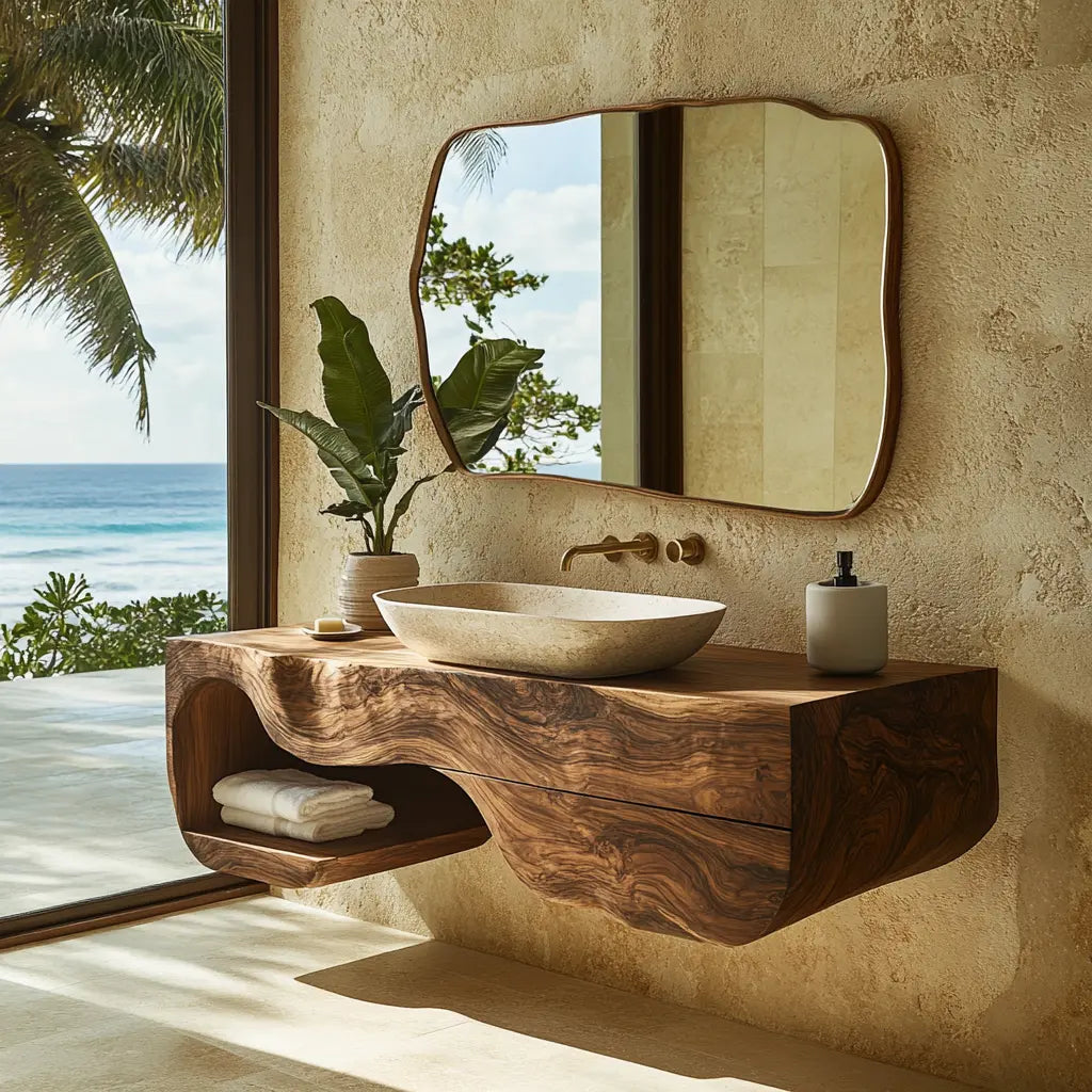 Merona Sculpted Solid Wood Floating Bathroom Vanity with Drawers Kitchnce