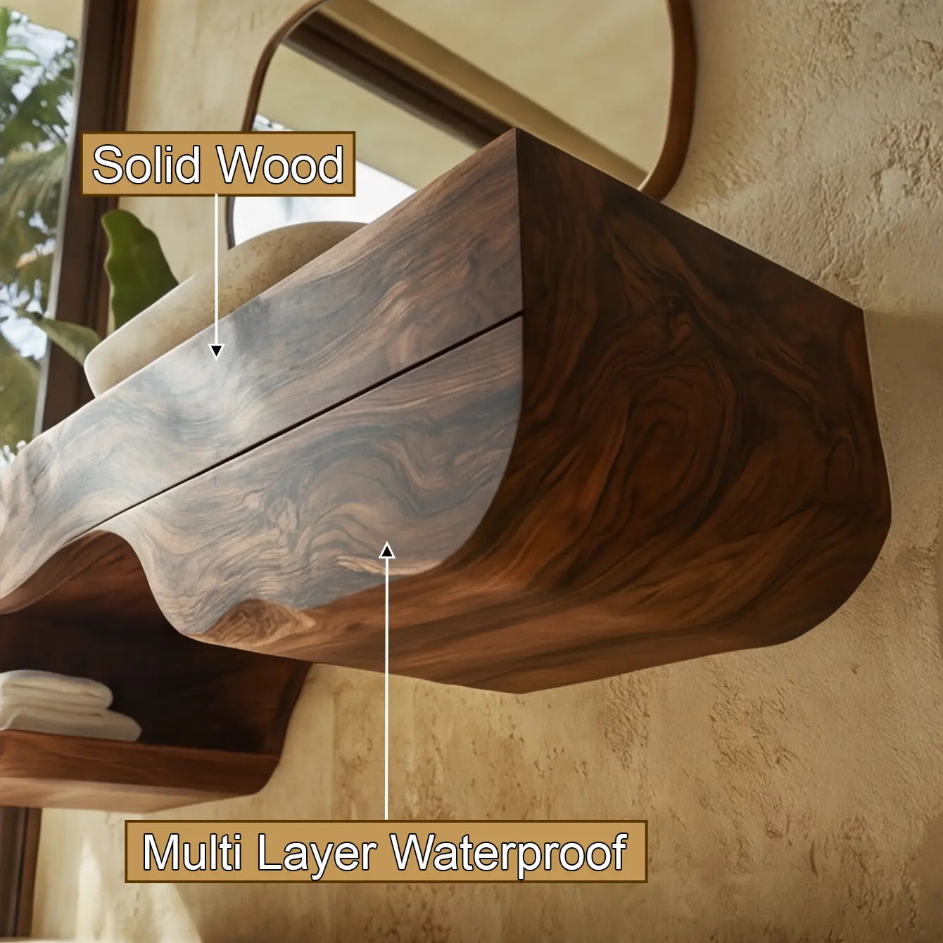 Merona Sculpted Solid Wood Floating Bathroom Vanity with Drawers Kitchnce