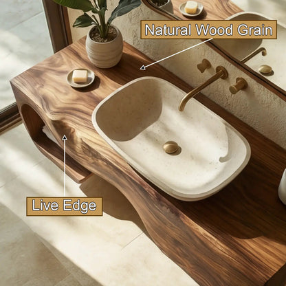 Merona Sculpted Solid Wood Floating Bathroom Vanity with Drawers Kitchnce