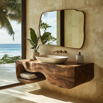 Merona Sculpted Solid Wood Floating Bathroom Vanity with Drawers Kitchnce