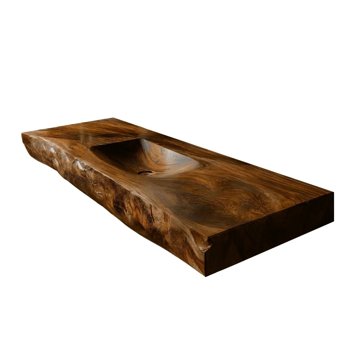 Morvyn Live Edge Solid Wood Floating Bathroom Vanity with Integrated Sink Kitchnce