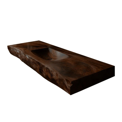 Morvyn Live Edge Solid Wood Floating Bathroom Vanity with Integrated Sink Kitchnce