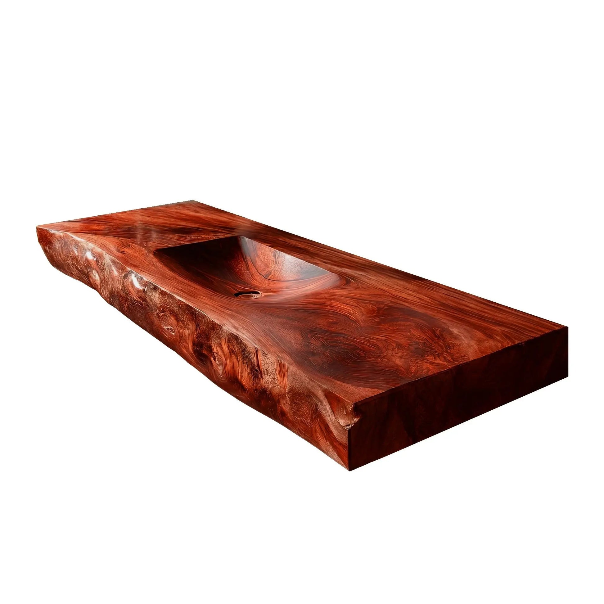 Morvyn Live Edge Solid Wood Floating Bathroom Vanity with Integrated Sink Kitchnce