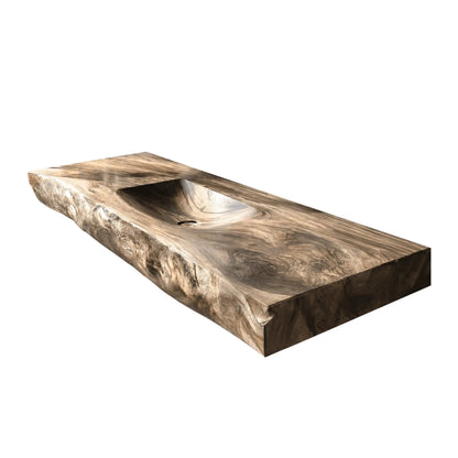 Morvyn Live Edge Solid Wood Floating Bathroom Vanity with Integrated Sink Kitchnce
