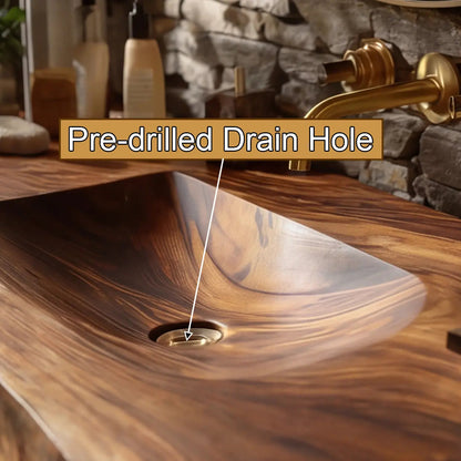 Morvyn Live Edge Solid Wood Floating Bathroom Vanity with Integrated Sink Kitchnce