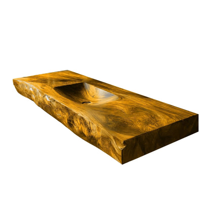 Morvyn Live Edge Solid Wood Floating Bathroom Vanity with Integrated Sink Kitchnce