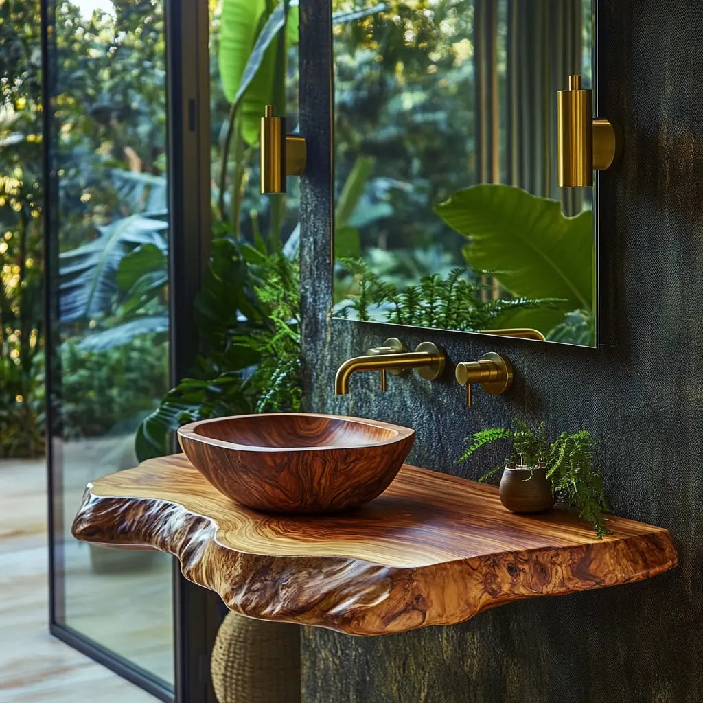 Norevia Live Edge Solid Wood Floating Bathroom Vanity SPA353543 Kitchnce