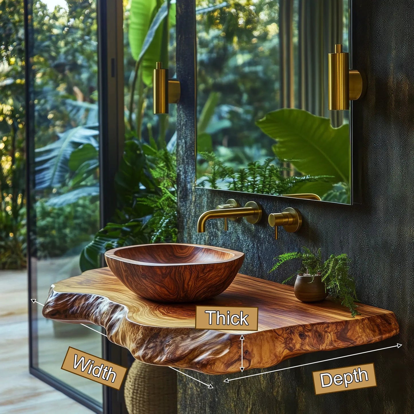 Norevia Live Edge Solid Wood Floating Bathroom Vanity SPA353543 Kitchnce