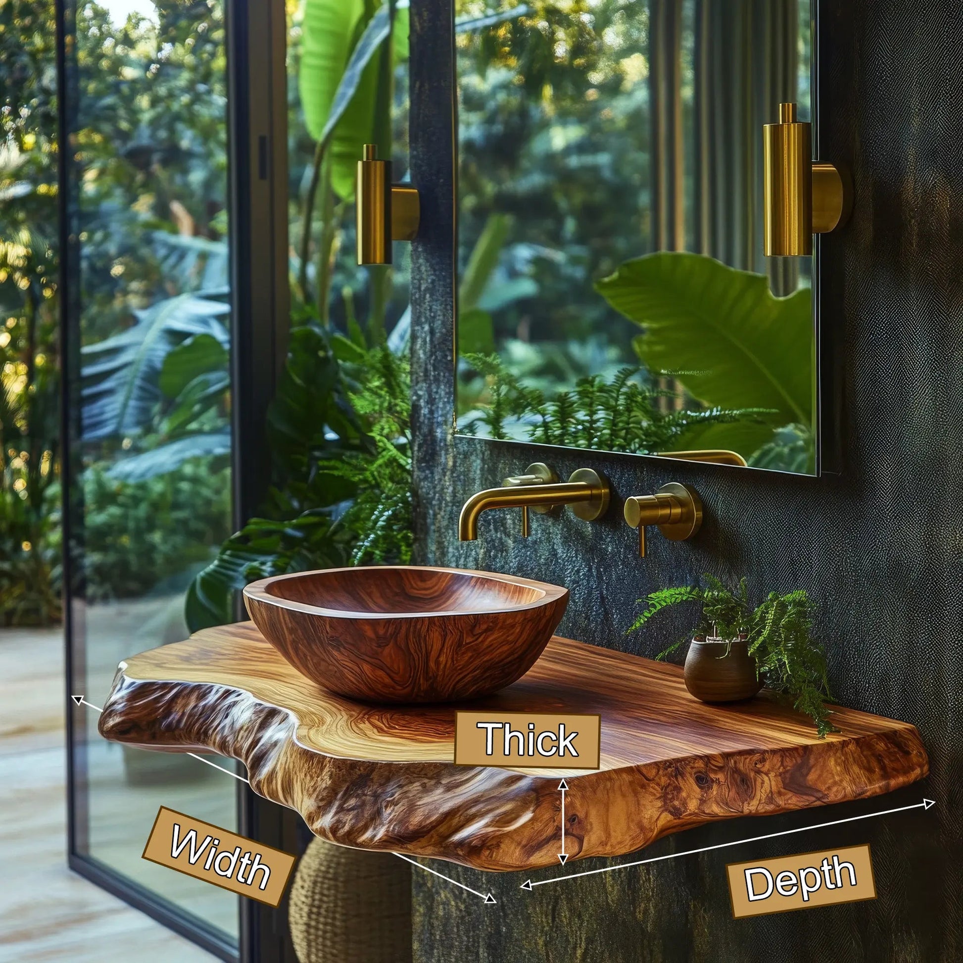 Norevia Live Edge Solid Wood Floating Bathroom Vanity SPA353543 Kitchnce