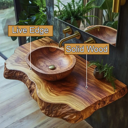 Norevia Live Edge Solid Wood Floating Bathroom Vanity SPA353543 Kitchnce