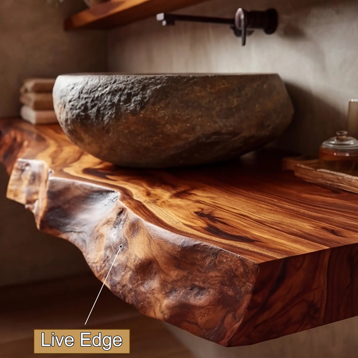 Norevyn Live Edge Solid Wood Floating Bathroom Vanity SPA965428 Kitchnce