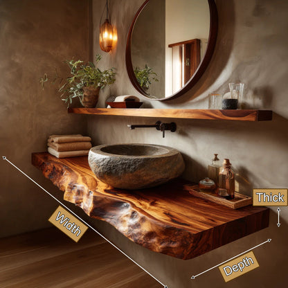 Norevyn Live Edge Solid Wood Floating Bathroom Vanity SPA965428 Kitchnce